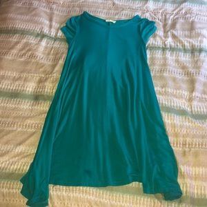 Teal short sleeve-grey short sleeve-chevron dress